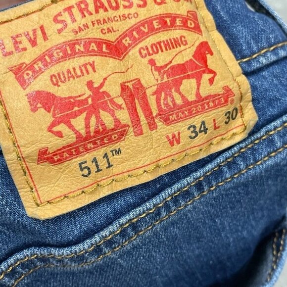 Levi’s 511 Slim Fit Men’s Jeans W34 L30 Blue Stretch Denim a0911 - Picture 5 of 7